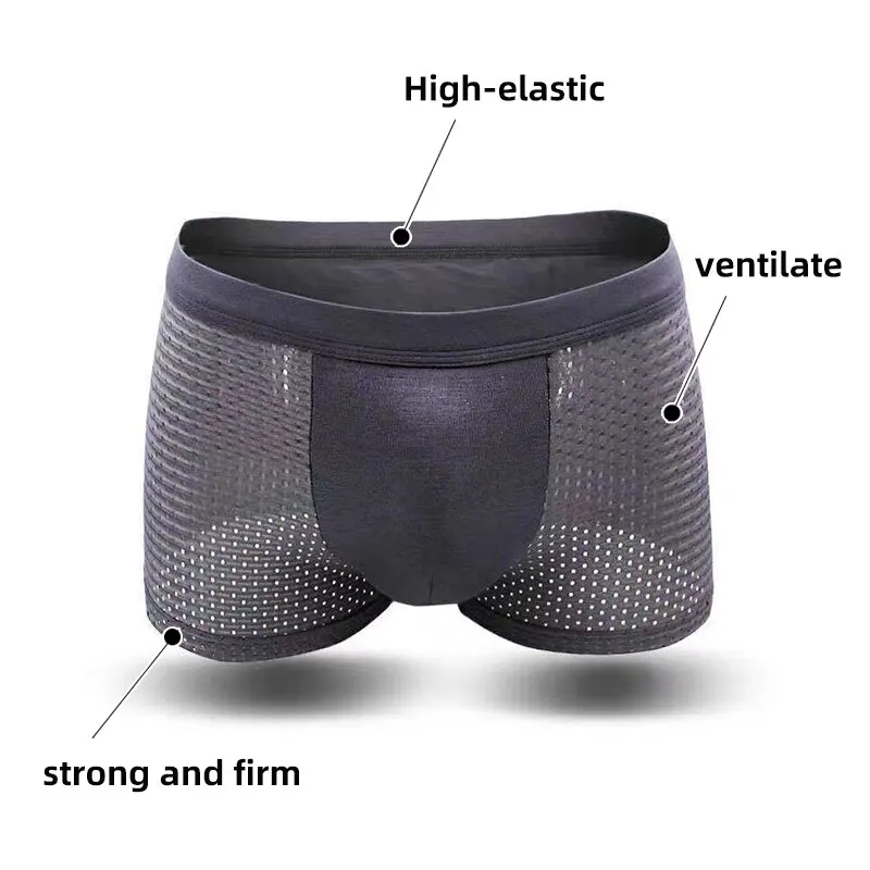 Men Sexy Boxers Underwear Underpants Blue Black XL XXL 3XL Silky Cool Breathable Mesh Casual Sports Fashion Fitness Ventilate