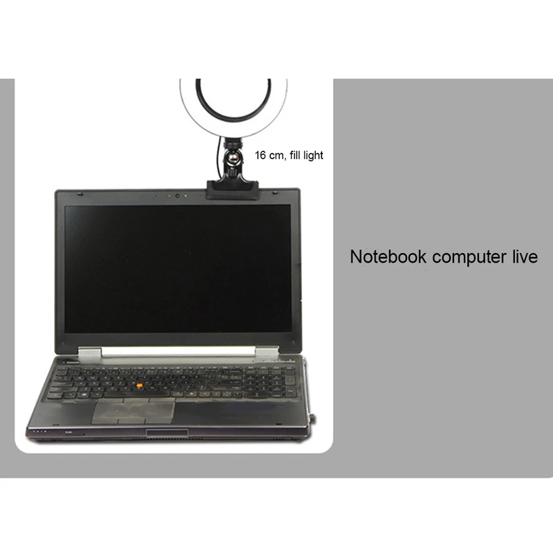 Anel de lâmpada com tripé para laptop, computador desktop, iluminação de videoconferência, suporte do telefone, clip on, abs, 1 conjunto