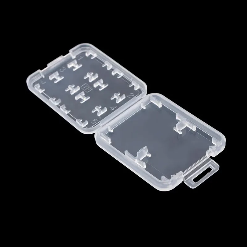 5/1 pz 8 in 1 supporto di protezione in plastica trasparente mini per SD SDHC TF MS Memory Card Storage Case Card Protecter Box Bag