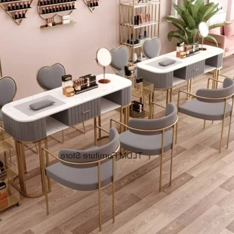 Table Nordic Professional Mesa Receptionist Modern Design Manicure Nail Modern Pink Table De Manicure Exquisite Furniture