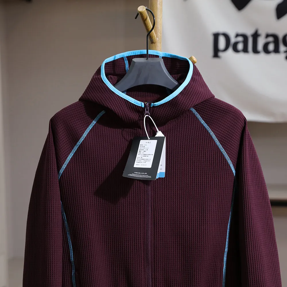 Unisex Outdoor Schnelltrocknende Waffel-Kapuzenjacke - Atmungsaktives & Schweißableitendes Reißverschluss-Oberteil für Frühlings- & Sommerwanderungen – Detail 11