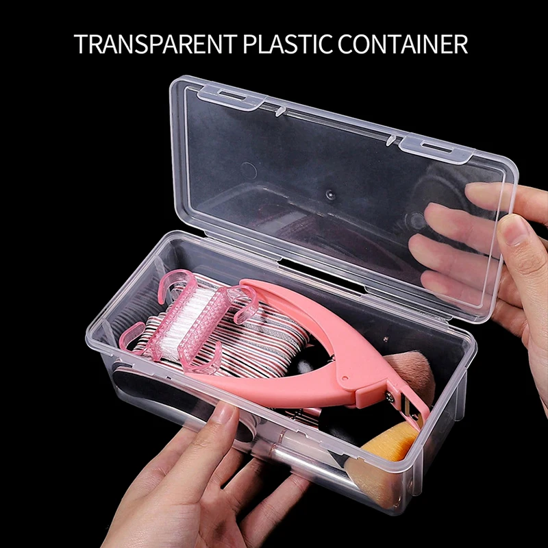 Plástico transparente Maquiagem Escova Caixa De Armazenamento, Dustproof Nail Art Ferramenta Armazenamento Display Box, Caso Organizador Jóias