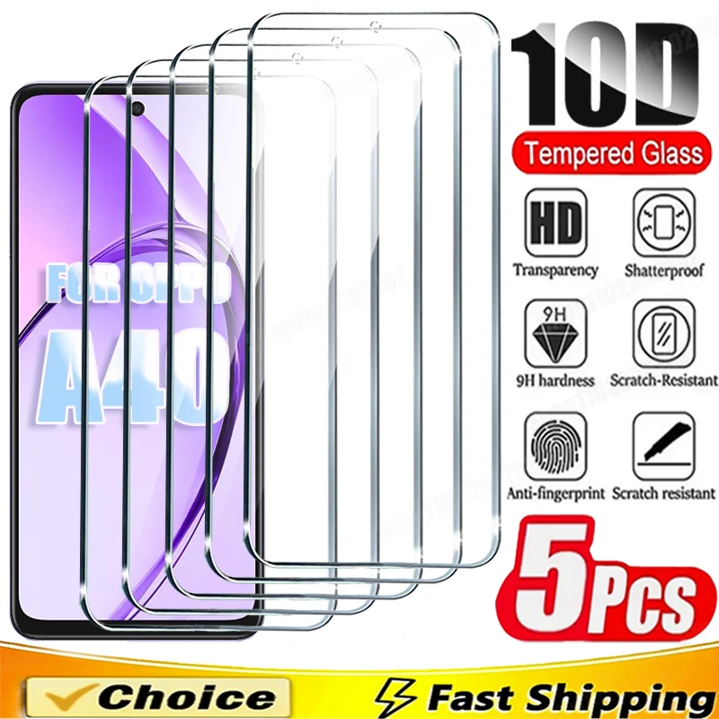 5PCS HD Tempered Glass For OPPO A40 A78 A96 A76 A16K A95 A94 Screen Protector For OPPO A17K A54S A93 A52 A72 A92 A54 A98 Glass