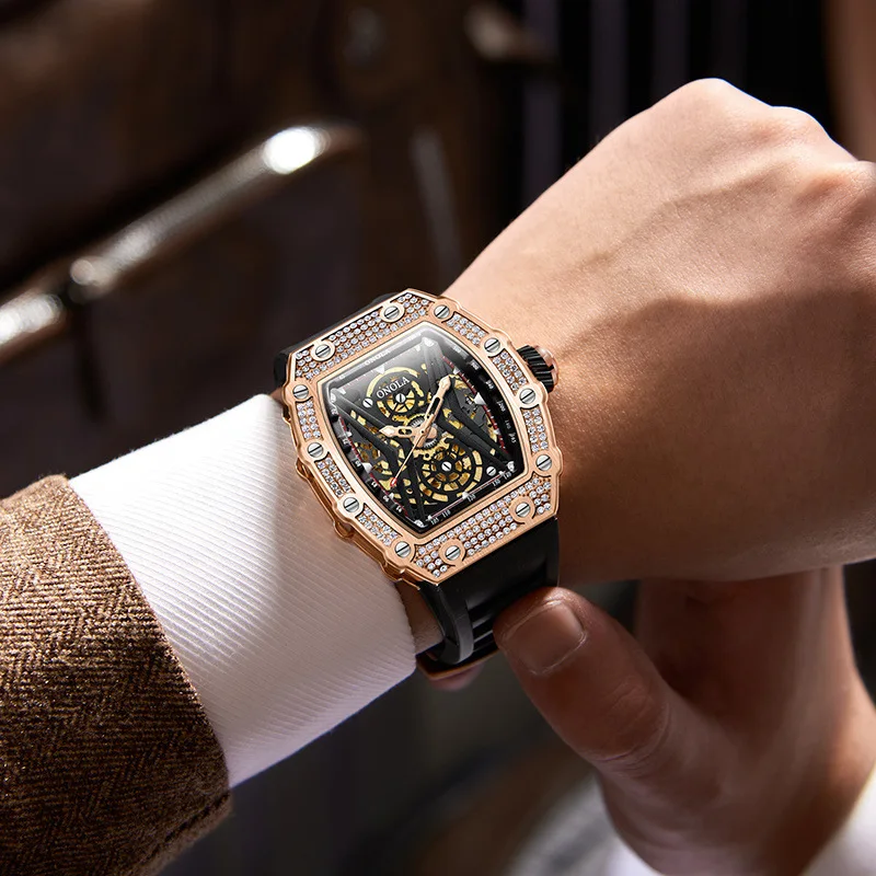 ساعة ميكانيكية ماسية فاخرة موضة رياضية مقاومة للماء هيكل عظمي مضيء ساعة أوتوماتيكية للرجال ساعات يد مجوفة عسكرية #5