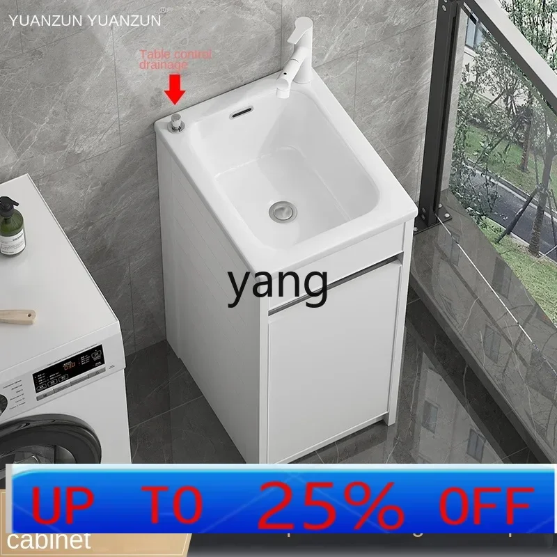 YJQ  household laundry pool basin balcony space aluminum wash basin cabinet combination