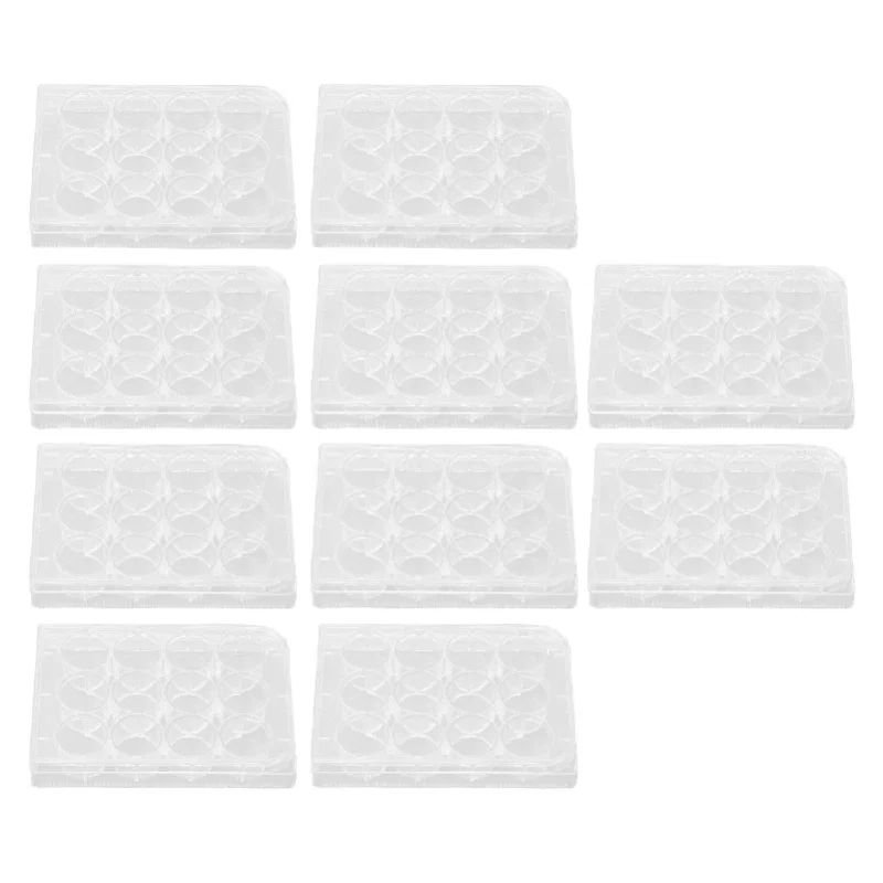 10pcs Culture Plate Thickness Uniform Highly Transparent Tissue Culture Plate With Lid For Laboratory Biology Room 12 Well