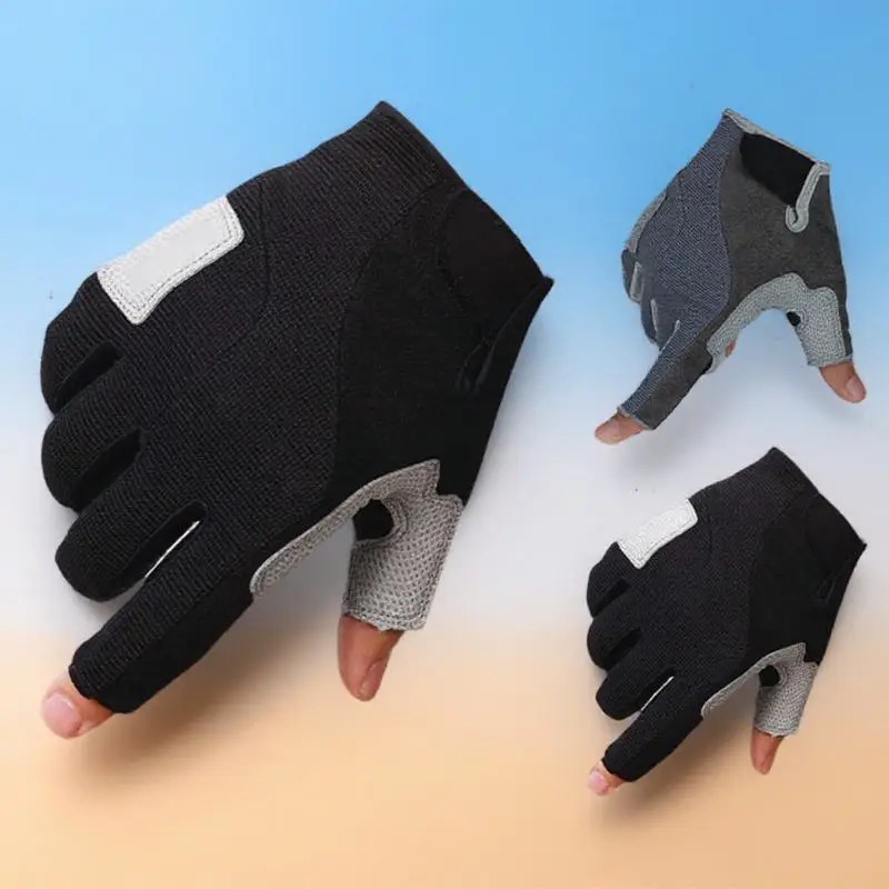 

1Pair Outdoor Sports Gloves Hiking Climbing Fitness Half Finger Anti Slip Comfort Fit Adjustable Wrist Grey Size M