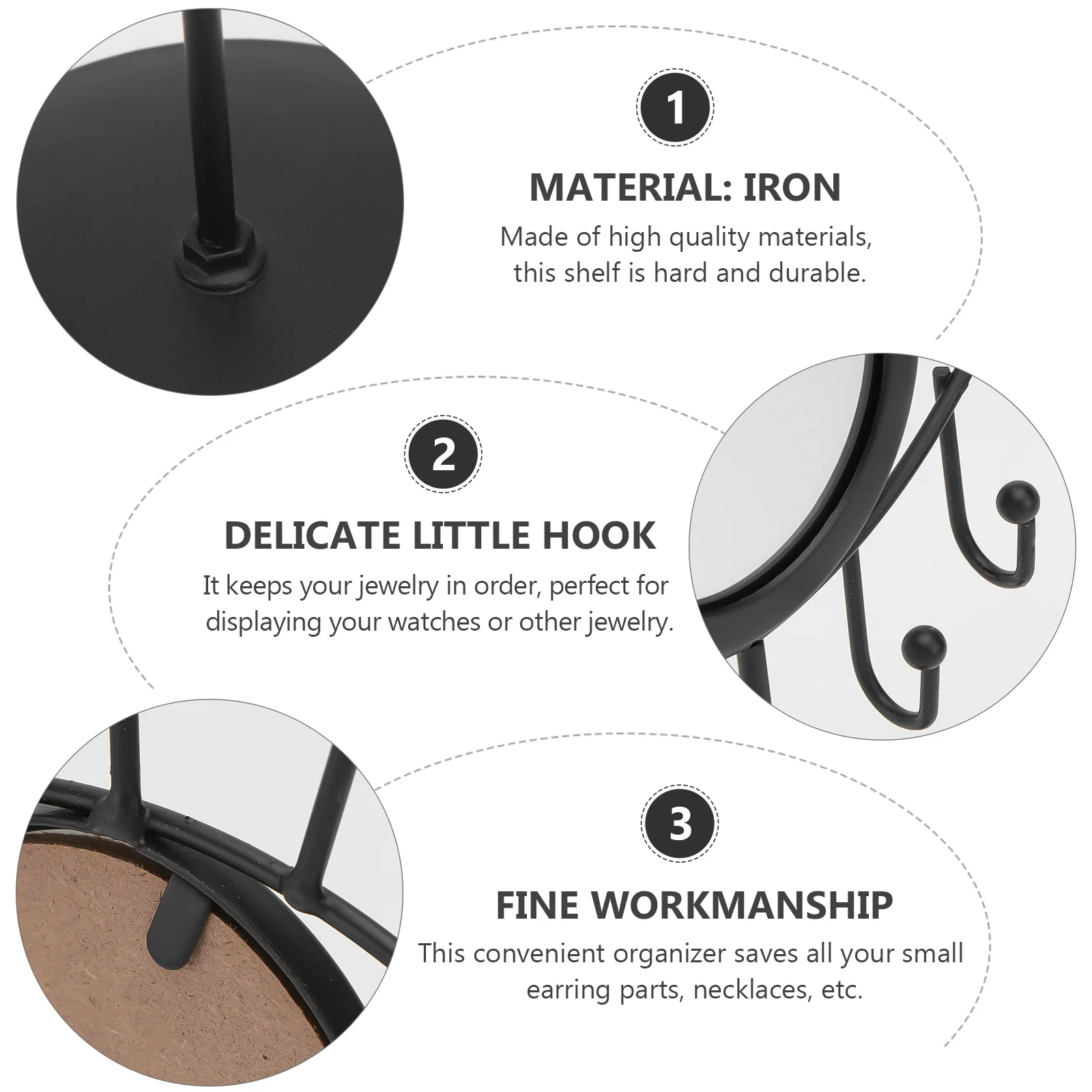 

1Pcs Iron Jewelry Display Rack Black Earrings Stand Durable Organizer for Necklace Bracelet Holder Jewelry Display Rack