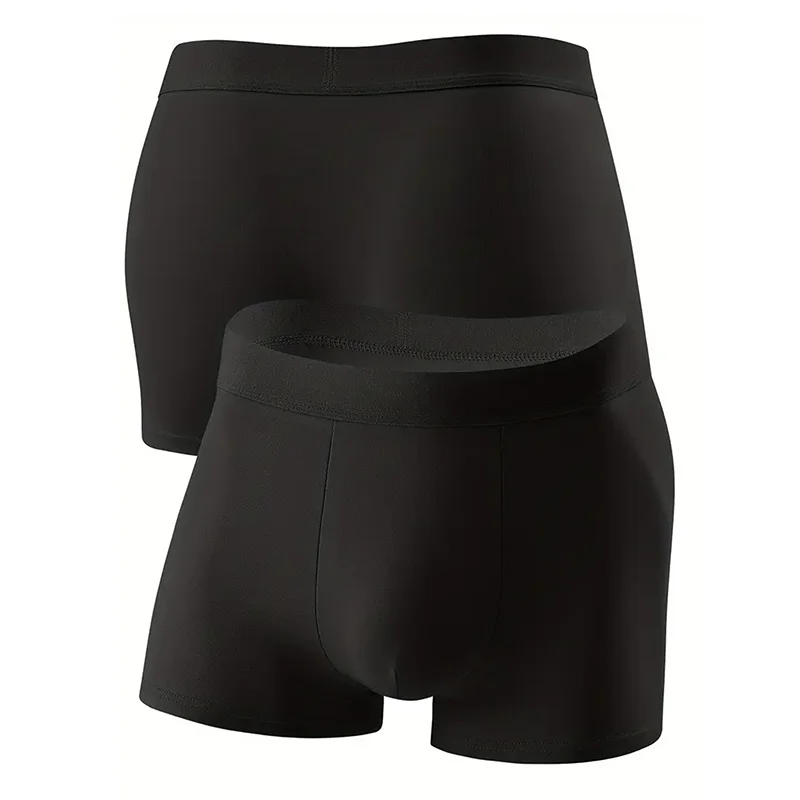 3-częściowy zestaw męskich czarnych seksownych bokserek, miękka i oddychająca bielizna codzienna, wygodne bokserki męskie