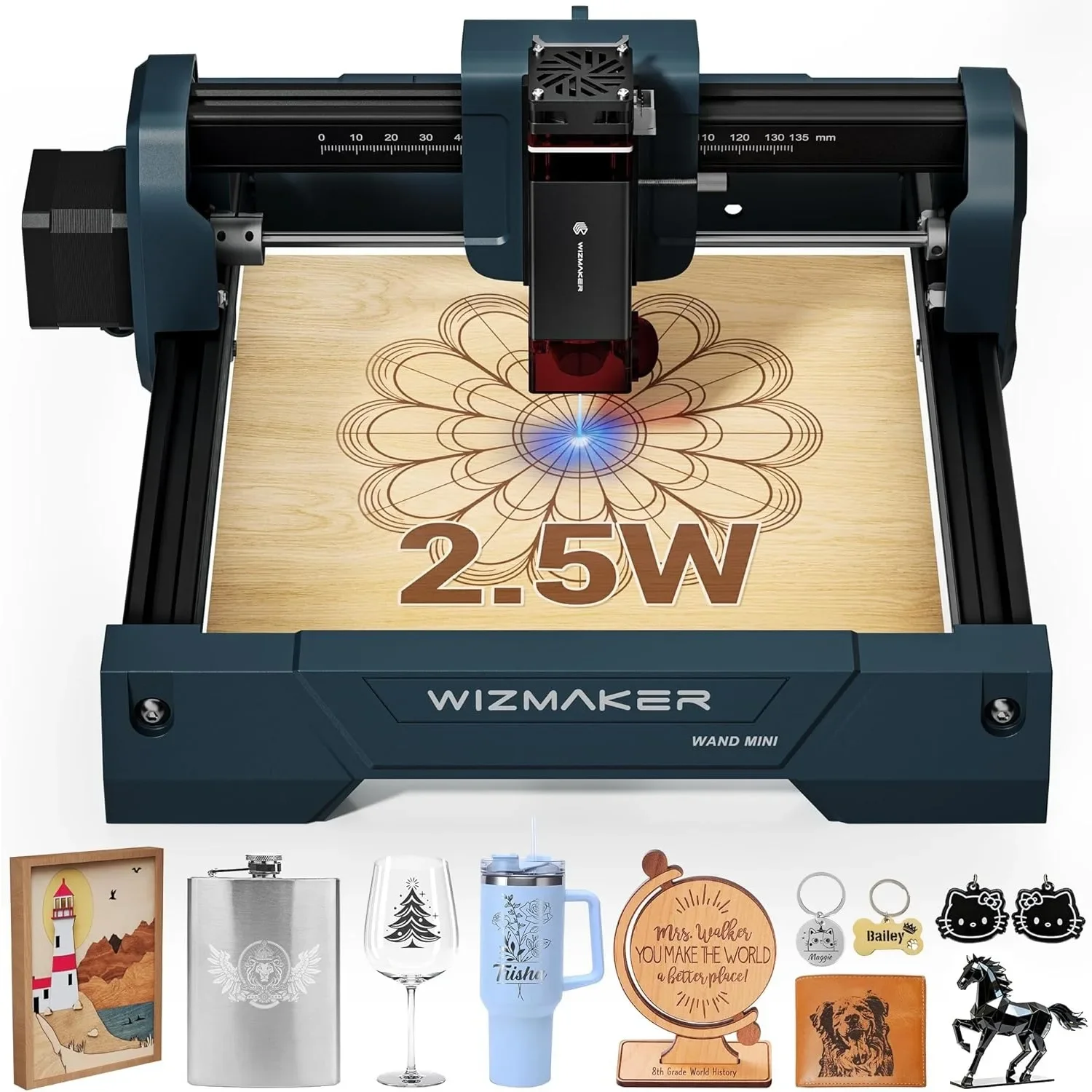 

WIZMAKER MINI Professional Laser Engraver Cutter Compact Desktop Wi-Fi AtomStack App AI-Powered Multi-Material Wood Leather Pape