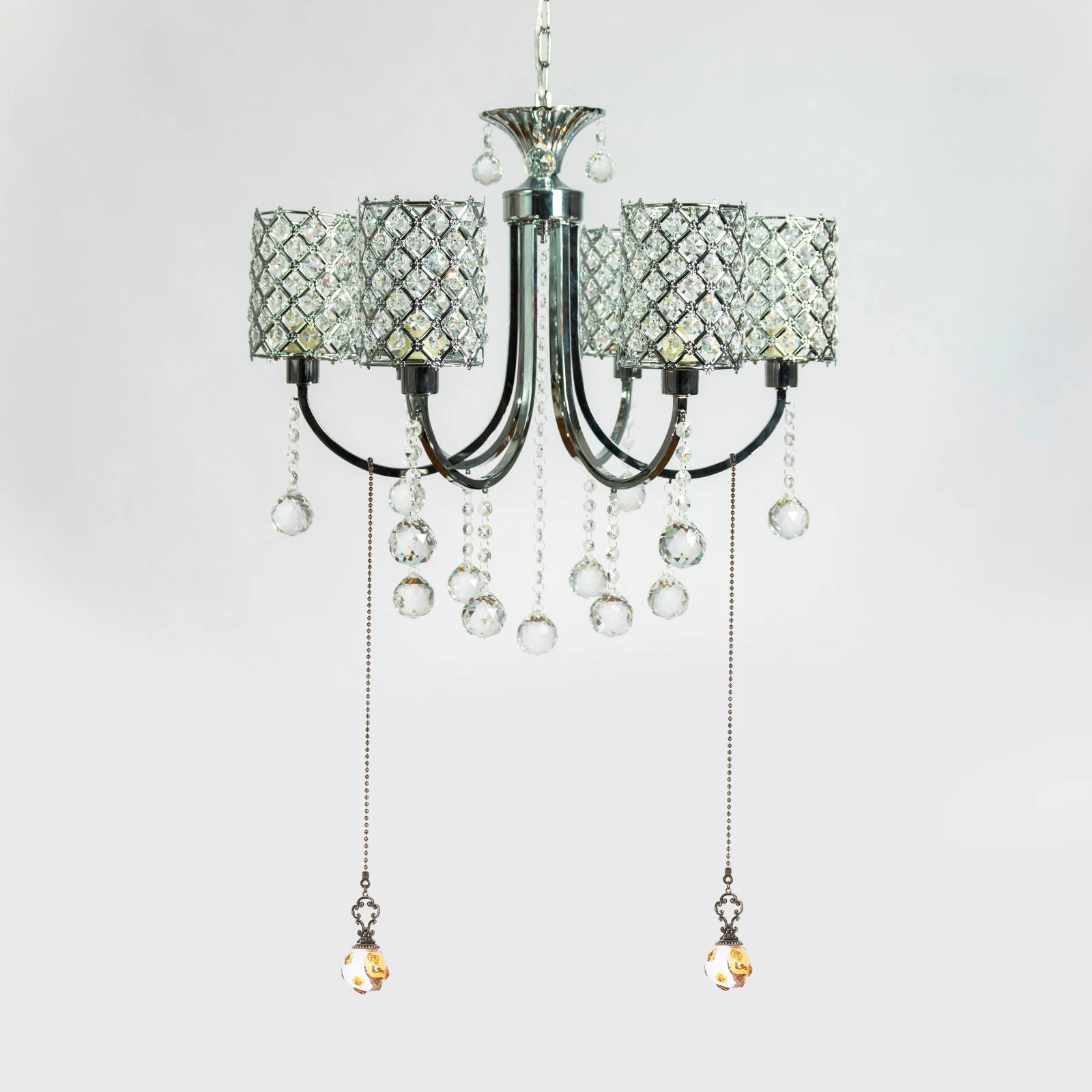 

2pcs Crystal Amber Hanging Pendants Rust Proof Iron Ceiling Light Pull Chain Chain Extension Decorative Pendant for