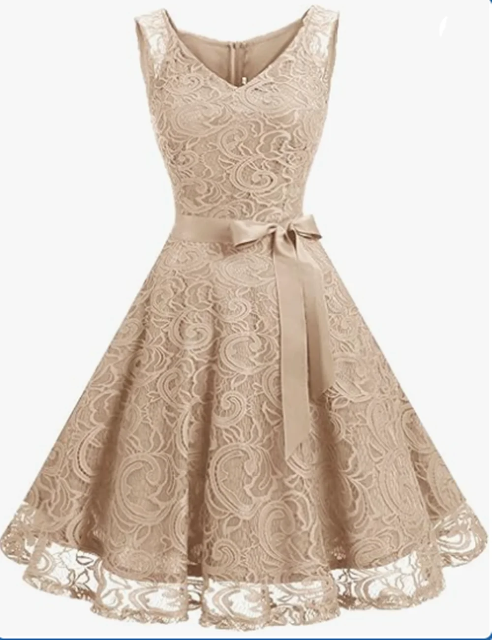 

Custom Women's Floral Lace Bridesmaid Party Short Dress V-Neck Evening Dress Graduation Season Dress