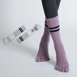 Women Mid-tube Non-Slip Five Toe Pilates Socks Breathable Fitness Cotton Yoga Sock Ladies Gym Workout Ballet Dance Sports Socks