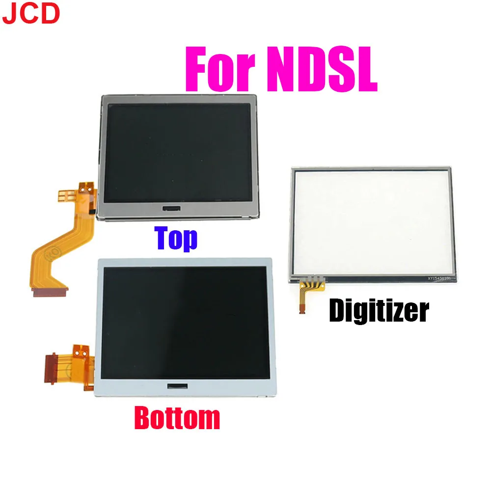 อะไหล่ JCD หน้าจอแสดงผล LCD ด้านบน/ล่างกระจกดิจิไทเซอร์หน้าจอสัมผัสสำหรับคอนโซลเกม nintend Lite NDSL