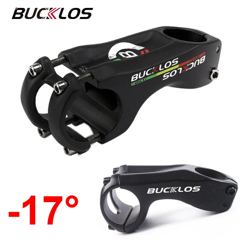 BUCKLOS Bike Stem Negative 17 Degree Bicycle Handlebar Table 70mm 80mm 100mm Ultralight MTB Road Bike Stem Handle Bar Power Part