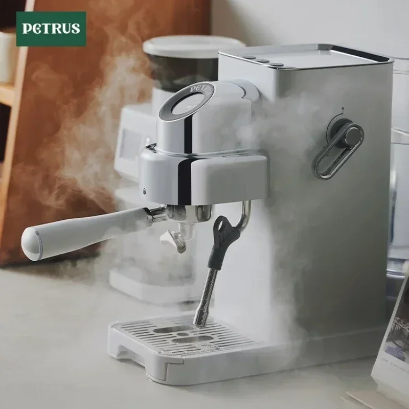 ماكينة القهوة Petrus PE3663 المنزلية الإيطالية المركزة الجديدة ماكينة رغوة الحليب البخارية شبه الأوتوماتيكية أصلية أصلية