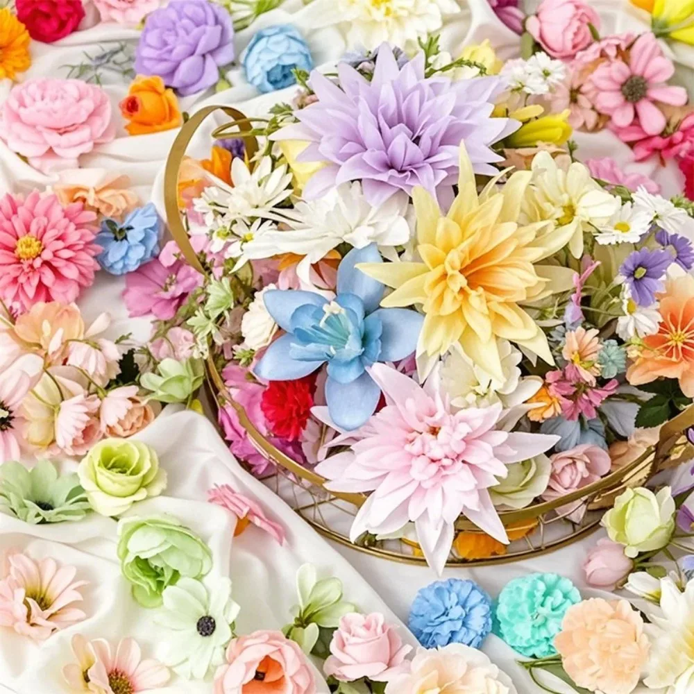 20/52 Stück zufällig gemischte künstliche Blumen aus Seide, künstliche Blumen für Zuhause, Raumdekoration, DIY, Basteln, Geschenke, Zubehör, Braut, Hochzeitsdekoration – Detail 3