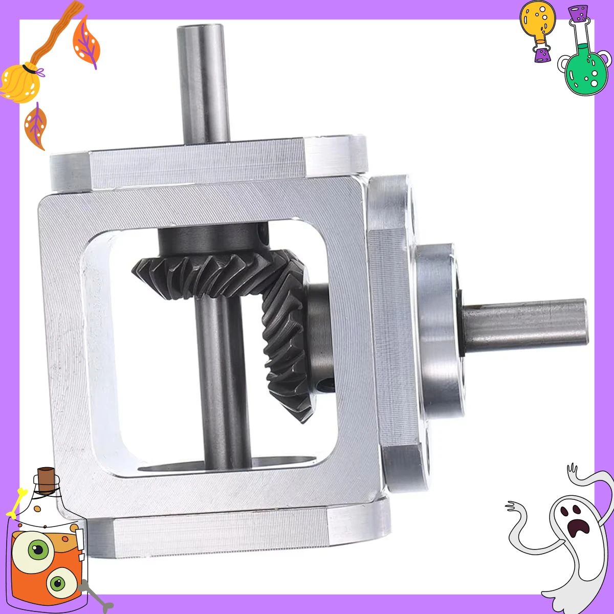 1pc Gear-Box 90 Degree Right Angle Bevel Gear-Box 1:1 Single Output Shaft 1 Module 20 Teeth Bevel Gear Aluminum Frame