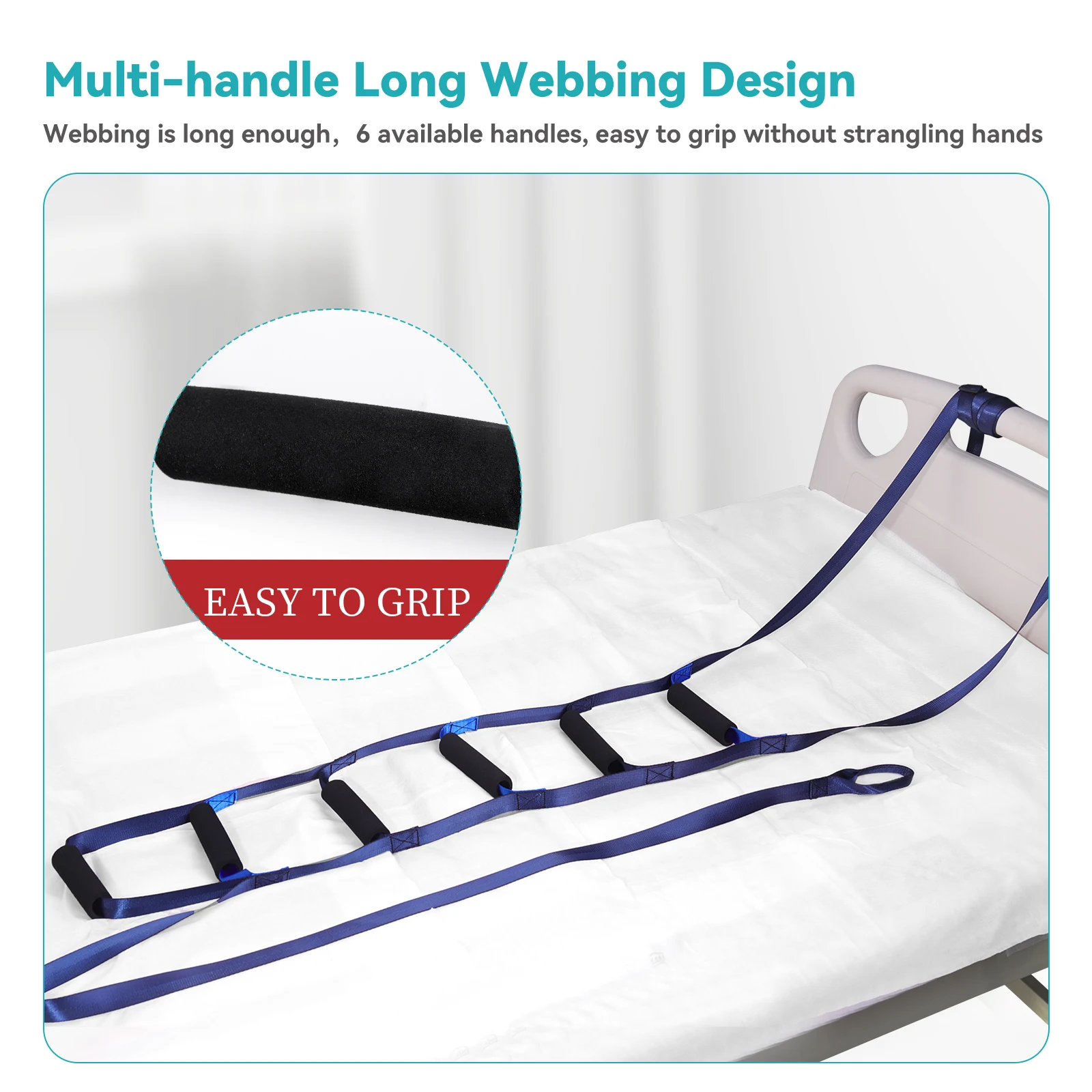 Lefeke Portable Webbing Rope Bed Ladder Pull Up Sitting Assist Sling Rope Bed Caddie Ladder Get Up Aid Belt Elderly Assist Strap