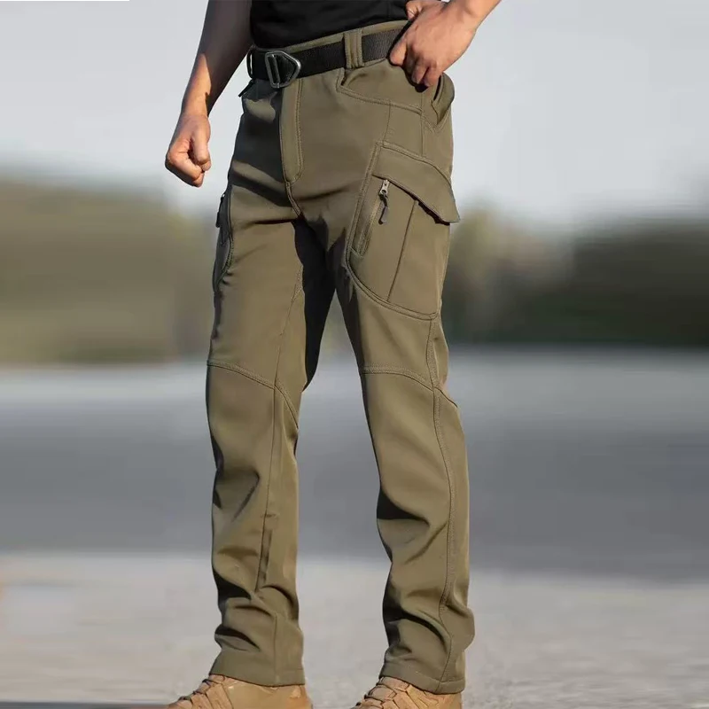 Pantaloni cargo tattici in pelle di squalo tattici in pile militare invernale da uomo campeggio escursionismo arrampicata trekking pantaloni da esterno impermeabili 5XL