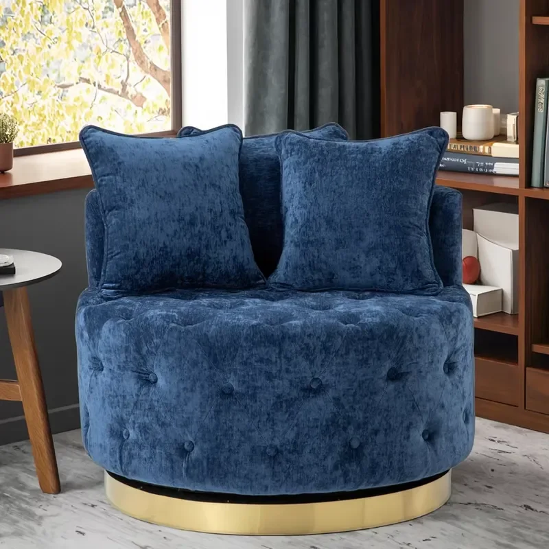Contemporary Light Design Fabric Leisure Sofa Single Seater with Swivel Metal Base Multi-Functional Home/Office/Hotel