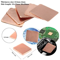 Lot de 5 dissipateurs thermiques en cuivre pour ordinateur portable, épaisseur 0.3/0.5/0.8/1.0/1.2/1.5/2mm x 15x15/20x20mm