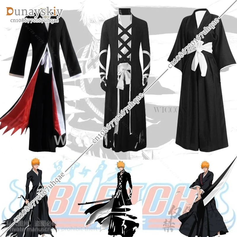 Anime Cosplay Kurosaki Ichigo Costume Japanese Kimono Uniform Thousand-Year Blood War Wigs Mask For Man Halloween Party