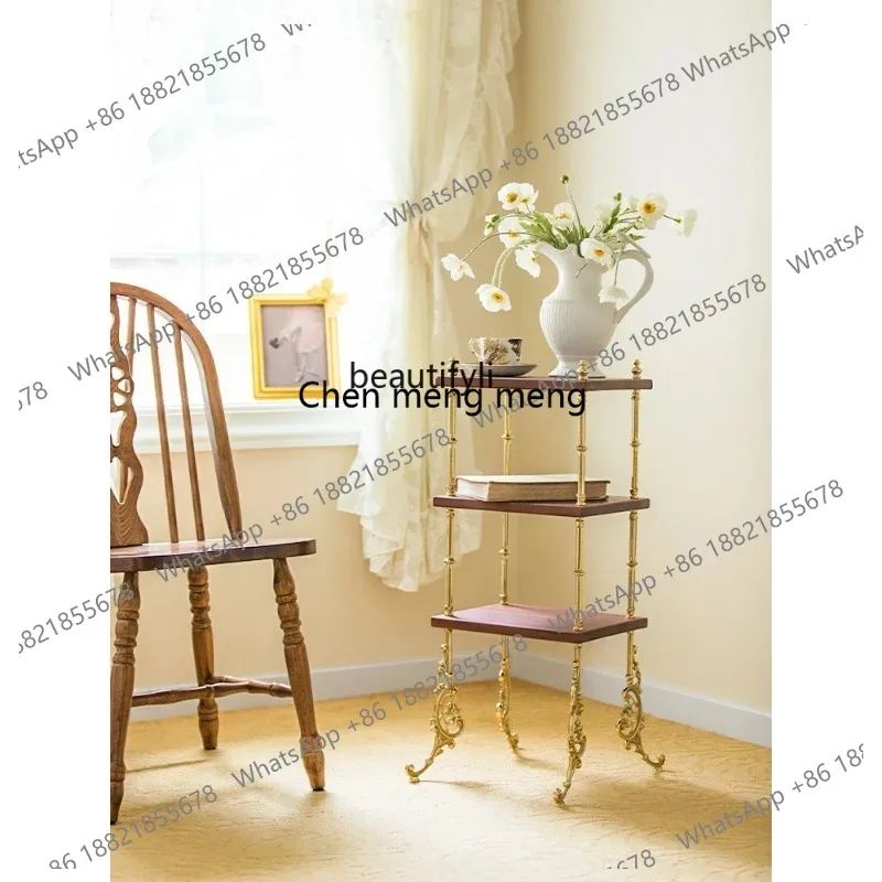 New Arrivals new GY Nordic Storage Rack Affordable Luxury Style Brass Flower Stand Side Table Console Table Sofa Small Table Tea