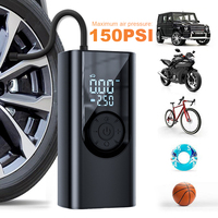 150PSI Electric Tire Inflator with LED Light Portable Car Inflator Pump LCD Digital Display Motorcycle Inflation Accessories