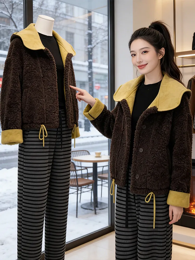 

Модная двухсторонняя утепленная женская хлопковая куртка с цветными блоками, короткая верхняя одежда, теплый топ для зимы, новинка