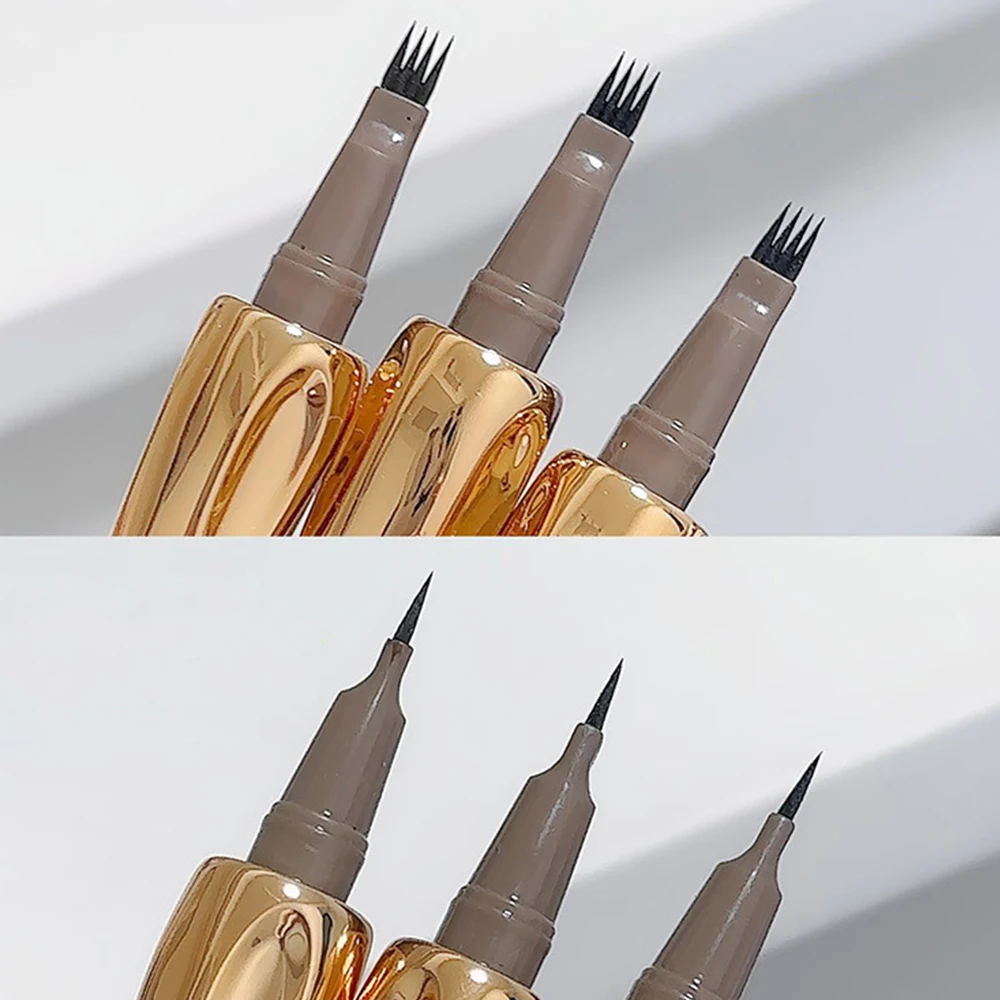 4 Forks 3D Wild Eyebrow Pencil Lasting Waterproof Eyebrow Pen Liquid Brown Gray Eyebrow Tattoo Pen Brow Styling Cosmetics