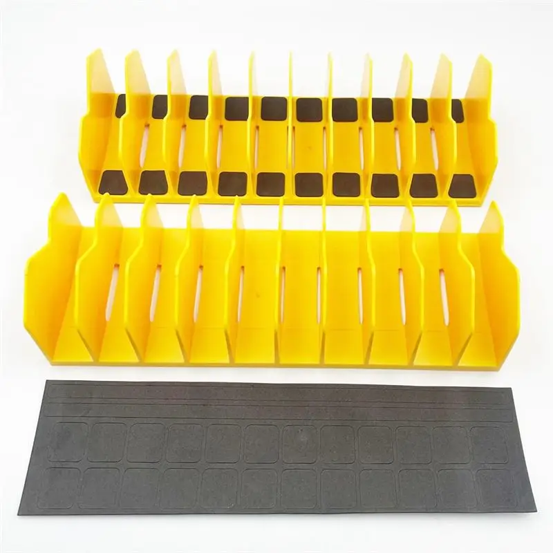 رف منظم ذو طيات AA05، رف منظم قواطع ذو طيات مكون من 10 فتحات مع قاعدة غير قابلة للانزلاق، منظم الأدوات، منظم صندوق أدوات درج الأدوات #5