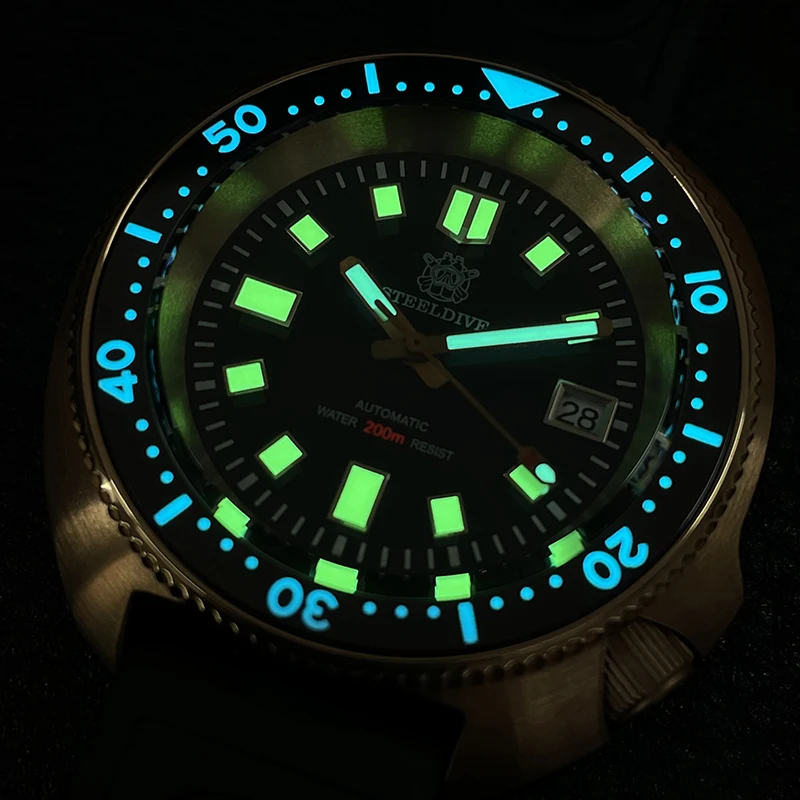 Steeldive Men Diver Watch Mens Automatic Watches Turtle Mechanical Wristwatch 200M Waterproof Luminous NH35 Sapphire SD1970S V2