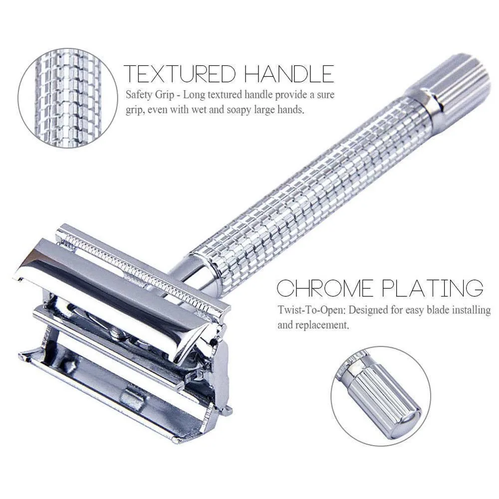 Men Double Edge Safety Razor Portable Reusable Manual Shaver for Home Salon