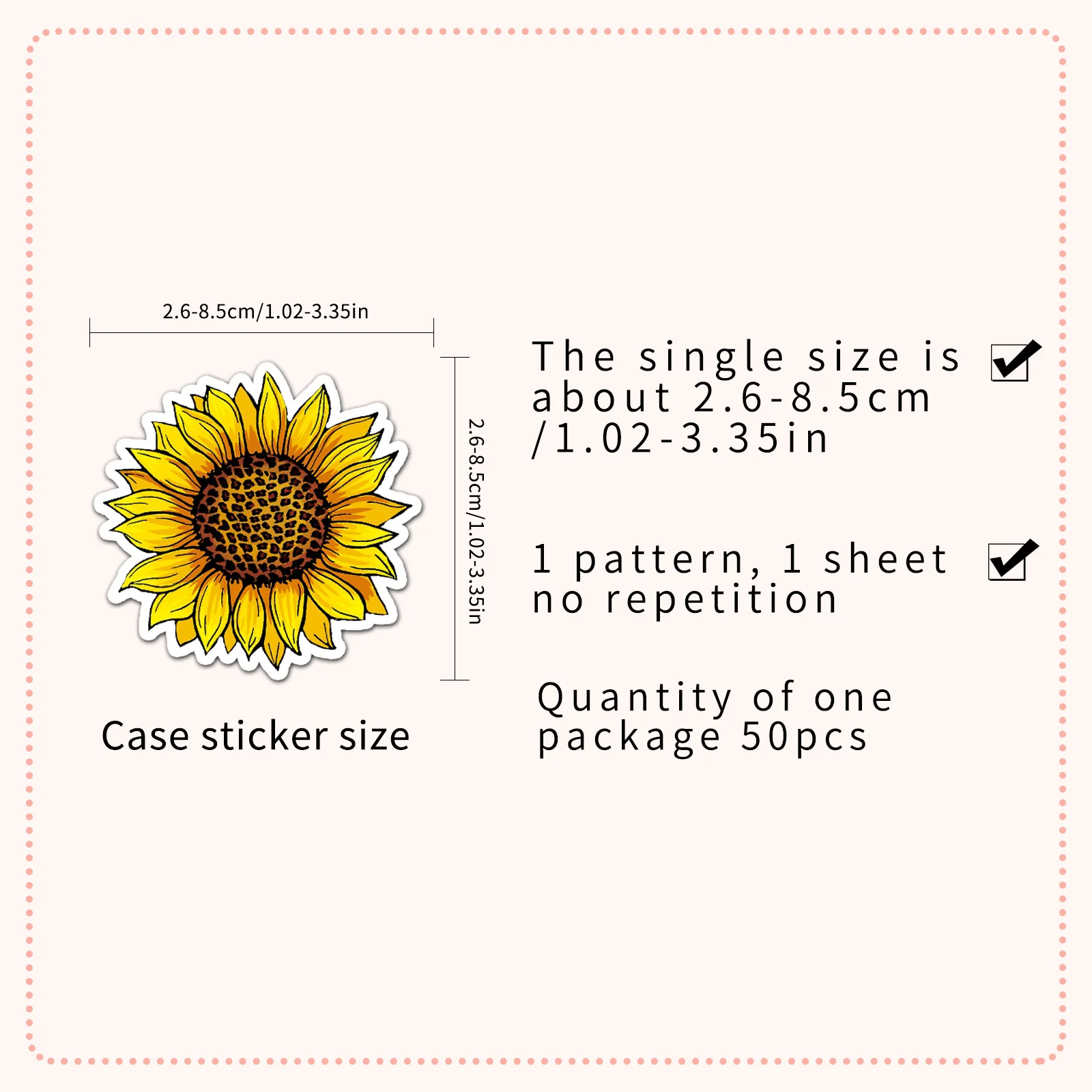 50PCS Sunflower Flower Cartoon Style Graffiti Decorative Water Cup Skateboard Laptop iPad Waterproof Stickers Kids Toy