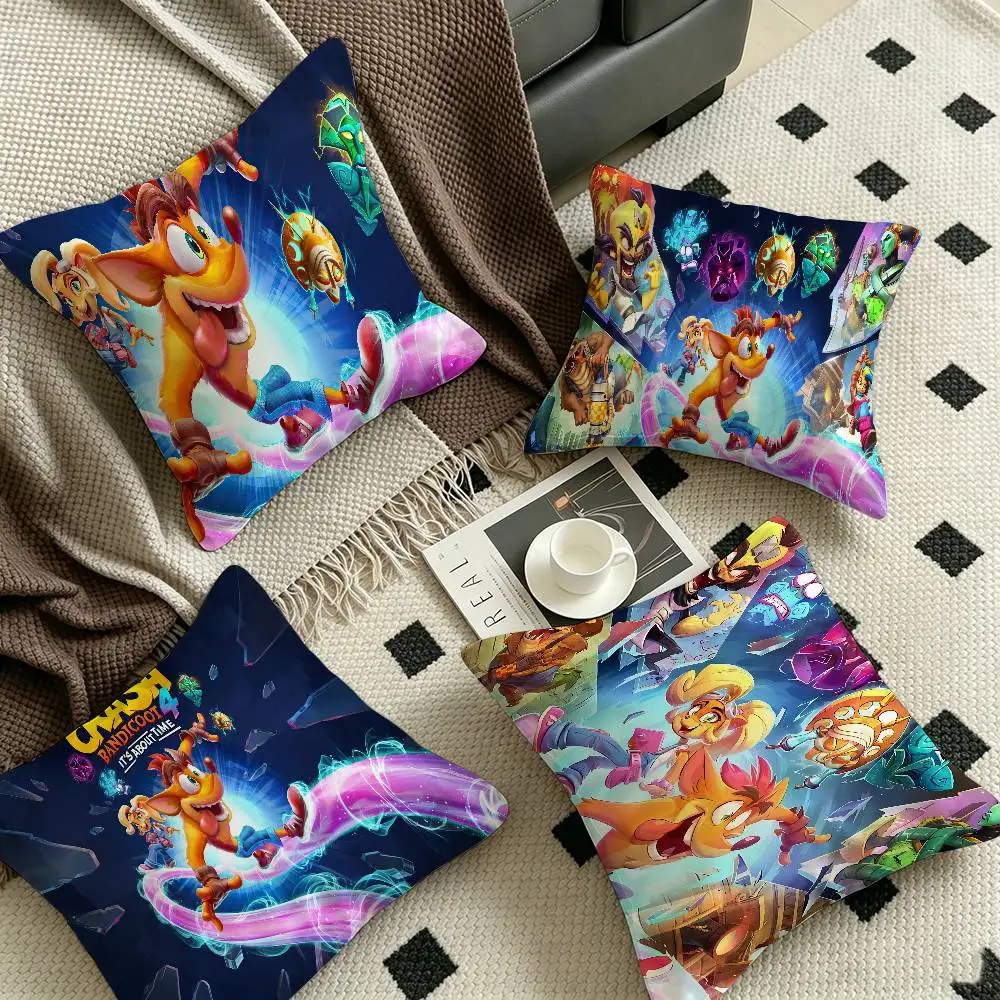 Game Crash-Bandicoot Cushion Cover Pillowcase Upholstery Sofa Throw Pillow Home Decor Pillowcas