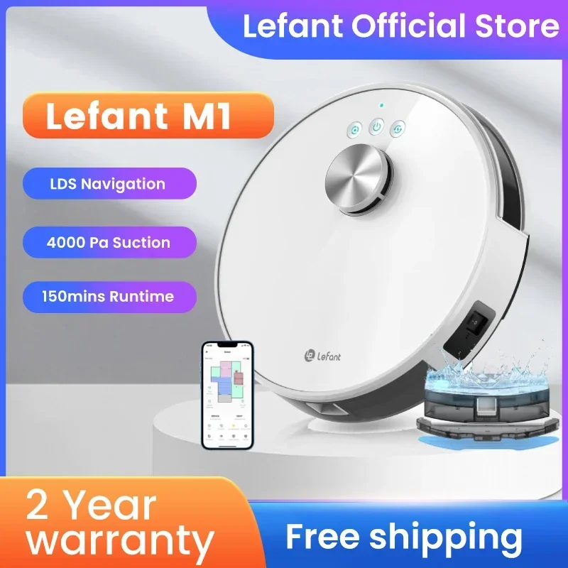 Lefant M1 LDS Robot Vacuum Cleaner with Multi Plane Mapping, 4000Pa Suction,Schedule, App/Alexa Control, for Pet Hair