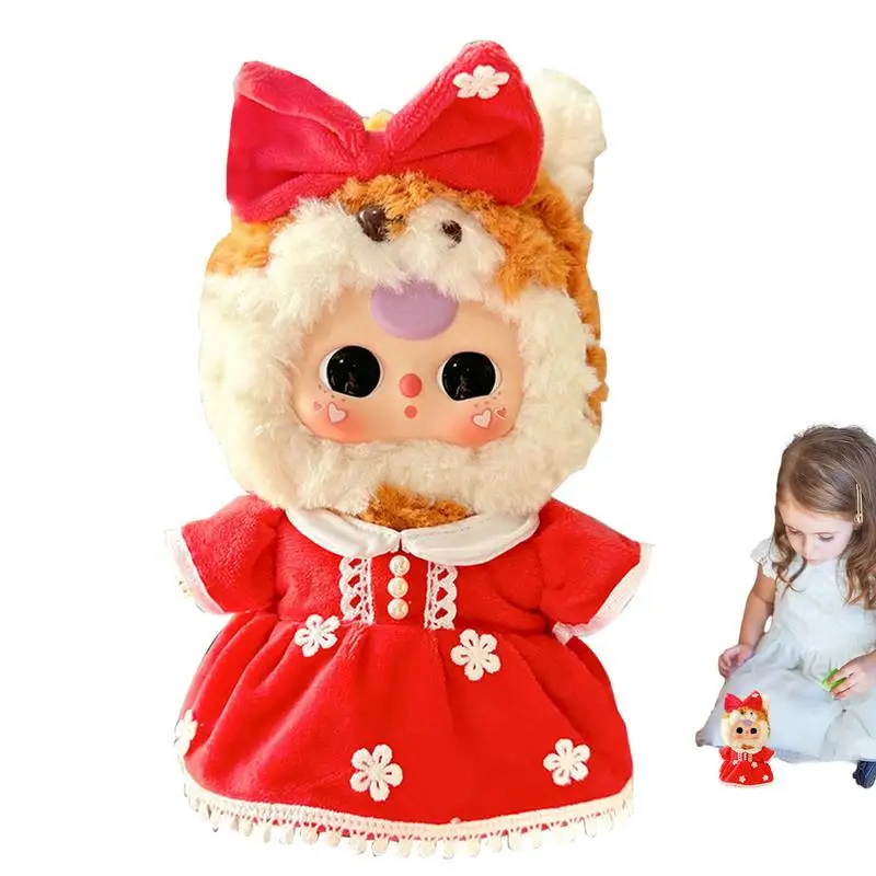 Small Doll Clothes For 8 Inch Dolls Cute Doll Decorative Dresses Stuffed Doll Outfit Clothes Christmas Theme Dress For Plush