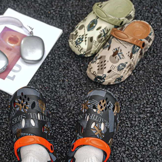 Large Men's Barefoot Sandals for Summer, Non Slip, Breathable, Wear-resistant, Perforated Slippers, Plus Size Men's Beach Shoes