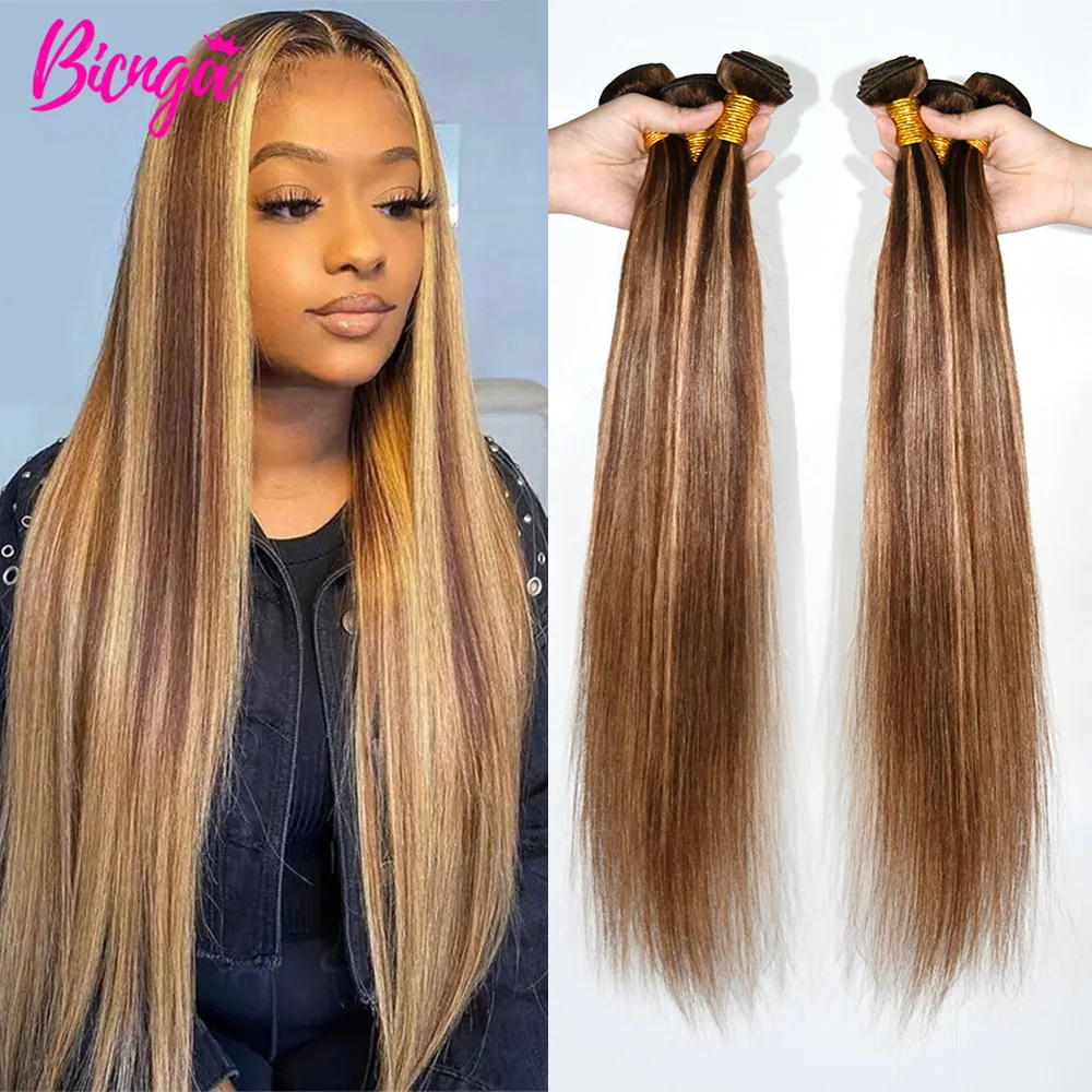 P4/27 Straight Human Hair Bundles Human Hair for Women Braziliam Remy Hair 20 22 24 26 inch Colored Bundles Hair Extensions