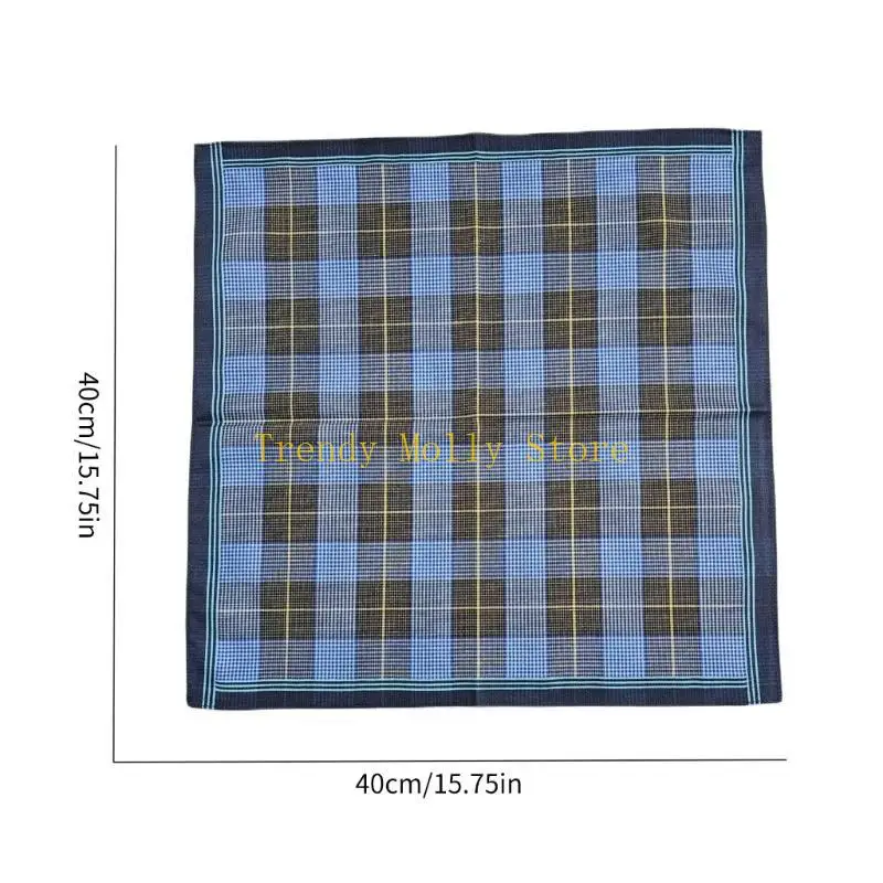 N5KB Portable 40x40cm Lattice Pattern Handkerchief for Male Gentleman Polyester Handkerchief Printed Groom Handkerchief