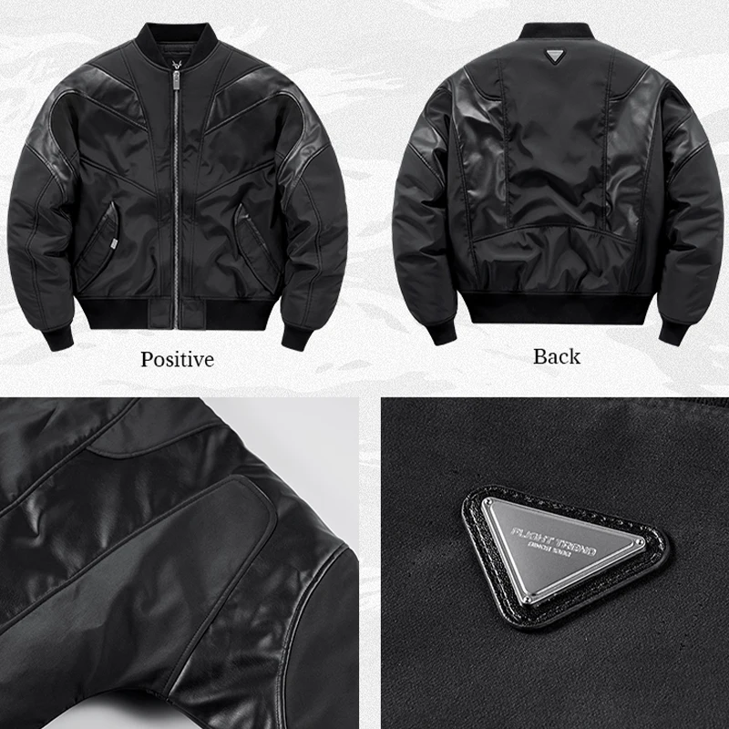 

Мужская зимняя летная куртка из искусственной кожи, мотоциклетная куртка, свободная верхняя одежда с бейсбольным воротником, мужская