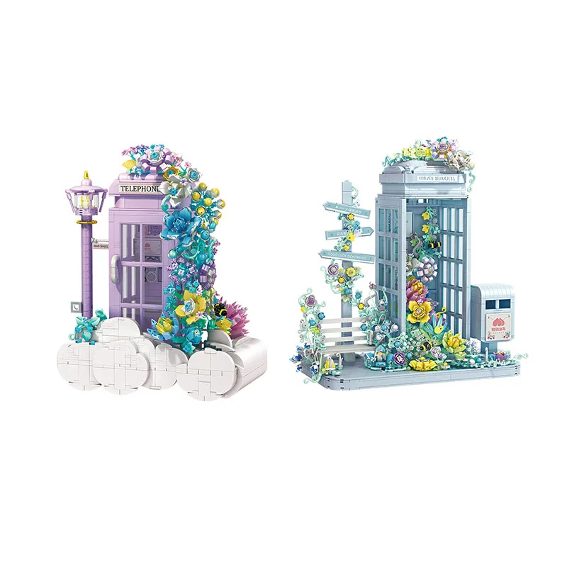 

Creative Streetscape Architecture Cloud Mailbox Telephone Booth Mini Block City Street View Building Brick Construction Toys