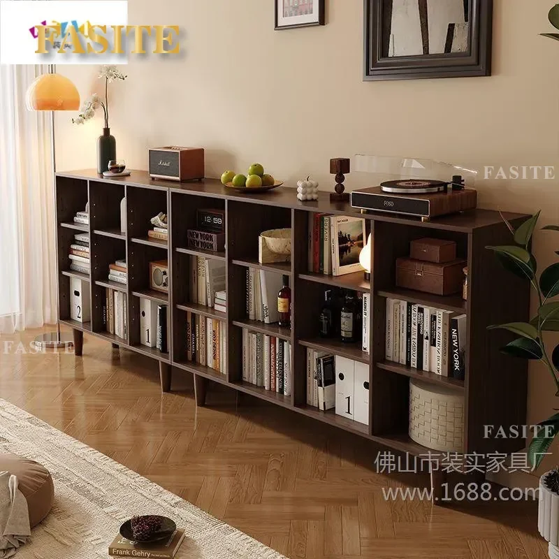 For Solid Wood Bookshelf Floor to Ceiling Low Bookcase Living Room Lattice Cabinet Household Storage Kindergarten Combination