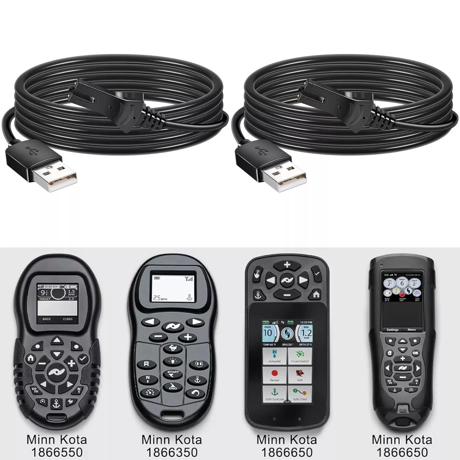 Minn Kota 1866460 i-Pilot Link Charging Cable for i-Pilot Link All Rechargeable Trolling Motors Remotes Bluetooth & Legacy 2 PCS