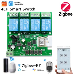 4CH Zigbee 3.0 Smart Home Relay DC 12V 24V 32V 110V Motor Switch Module 4 Channel Radio RF Remote Control Work With Tuya Alexa