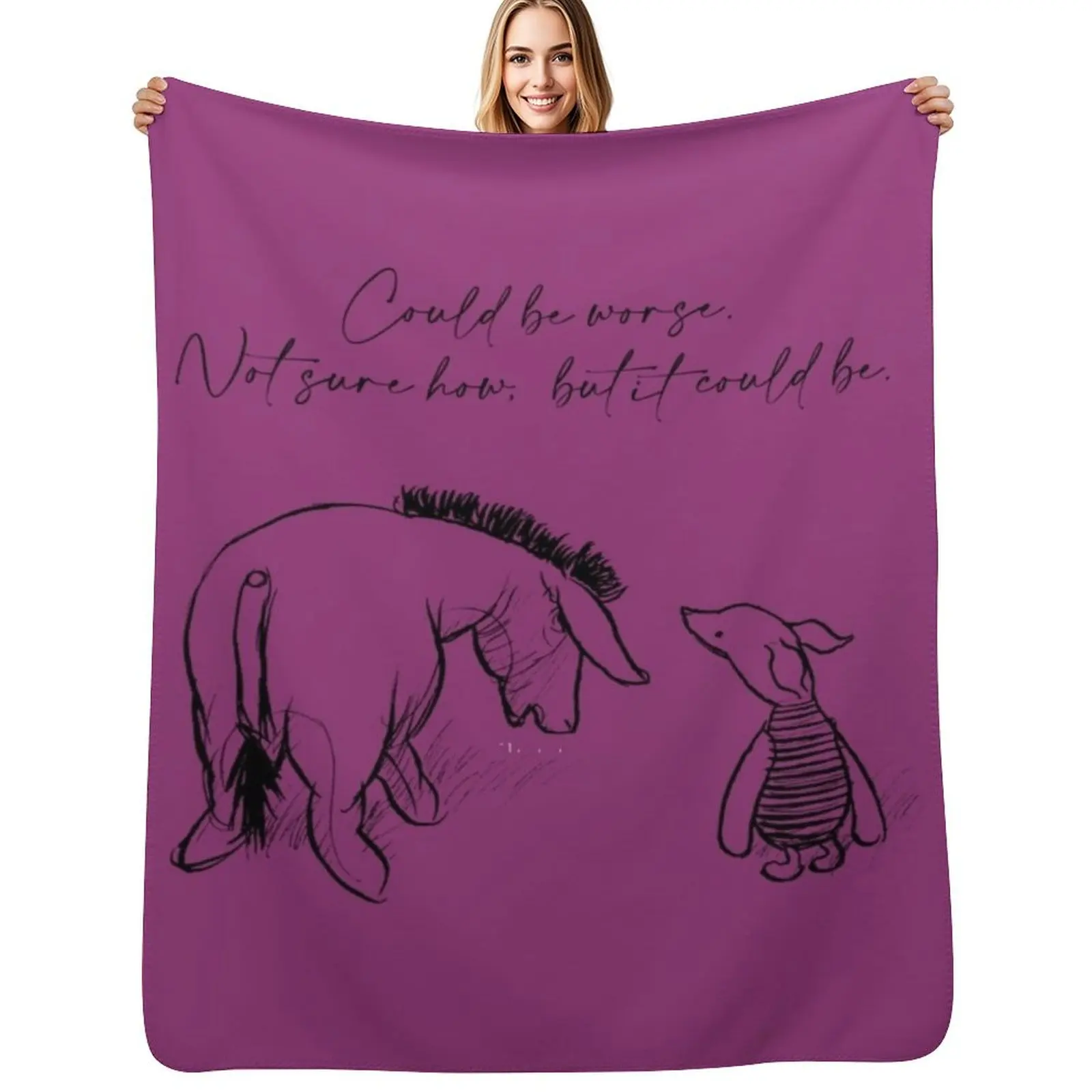 Eeyore and Piglet - Could be Worse ... \t Throw Blanket Travel Size Cozy Blanket for Plane Train