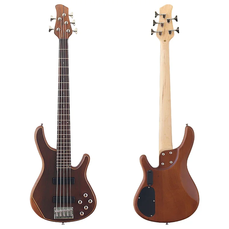 5 String Electric Bass Guitar 43 Inch Active Pickup Solid Okoume Wood Body High Gloss Finish Bass Guitar