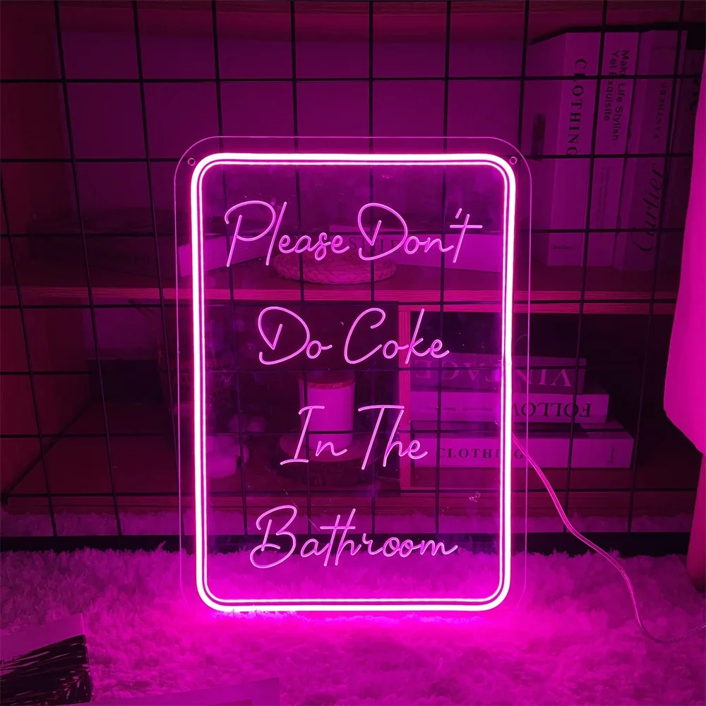 

Please Don't Do Coke in The Bathroom Neon Sign Bedroom Wall Decoration Man Cave Sign Wall Art for Bar Home LED Neon Light