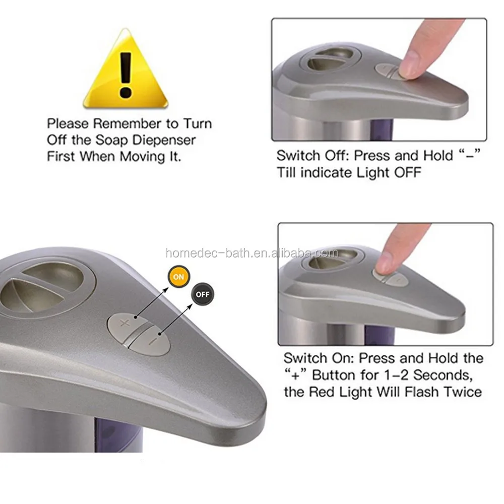 إصدار جديد من موزع الصابون الأوتوماتيكي بزر تحديث، موزع صابون أوتوماتيكي بمستشعر حركة بدون لمس من الفولاذ المقاوم للصدأ